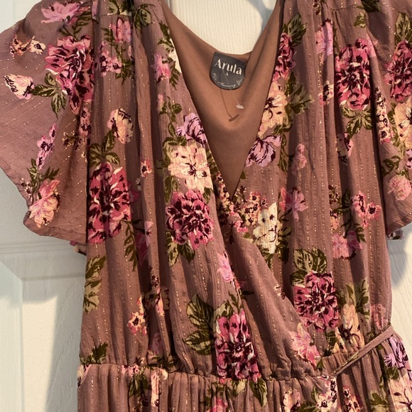 Arula womens plus floral boho metallic detail wrap dress NEW - Picture 3 of 3